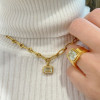 6ct Bezel Emerald Cut Pendant Chain Link Necklace