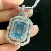 14ct Emerald Cut Aquamarine Vintage Necklace