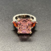 8ct Three-stone Radiant Cut Pink Sapphire Ring
