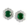 12ctw Emerald and White Sapphire Stud Earrings
