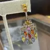 22ctw Multicolor Sapphire Statement Chandelier Earrings