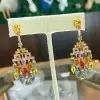 22ctw Multicolor Sapphire Statement Chandelier Earrings