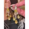 16ctw Pear Cut Yellow Sapphire Chandelier Earrings