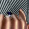 Handmade Round Cut Sapphire Sterling Silver Ring