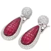 15ctw Vintage Cushion Cut Ruby Invisible Setting Earrings