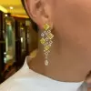 18ctw Princess Cut Yellow Sapphire Statement Drop Earrings