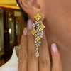 18ctw Princess Cut Yellow Sapphire Statement Drop Earrings