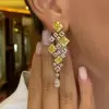 18ctw Princess Cut Yellow Sapphire Statement Drop Earrings