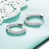 Round Cut White Sapphire Hoop Earrings