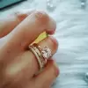 Handmade Rose Gold Color 1 Ct Brilliant Cut Ring Set