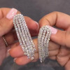 24ctw Round Cut White Sapphire Classic Chandelier Earrings