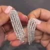 24ctw Round Cut White Sapphire Classic Chandelier Earrings