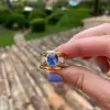 3ctw Cushion Cut Sapphire Three-Stone Ring