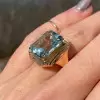 Vintage 16ctw Emerald Cut Aquamarine Ring