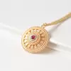Red Lab-created Gemstone Yellow Gold Tone Lucky Eye Necklace