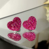 4ctw Princess Cut Ruby Stud Heart Earrings