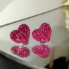 4ctw Princess Cut Ruby Stud Heart Earrings