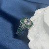 2ct Round Cut Halo Emerald Vintage Engagement Ring