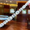 Oval and Emerald Cut White Sapphire Wrist Chain Bracelet