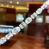 Oval and Emerald Cut White Sapphire Wrist Chain Bracelet