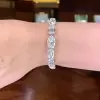Oval and Emerald Cut White Sapphire Wrist Chain Bracelet