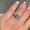 Round Cut White& Sapphire Blue Engagement Ring