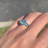 Round Cut White& Sapphire Blue Engagement Ring