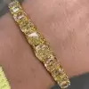 74ctw Cushion Cut Yellow Sapphire Bracelet in Gold