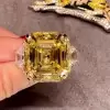 14ct Asscher Cut Yellow Sapphire Three-stone Engagement Ring
