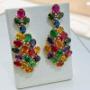 20ctw Multicolor Sapphire Statement Drop Earrings