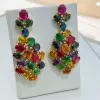 20ctw Multicolor Sapphire Statement Drop Earrings