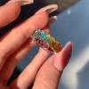 6CTW Baguette Cut Rainbow Sapphire Eternity Ring