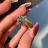 6CTW Baguette Cut Rainbow Sapphire Eternity Ring