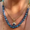 5.6ct Cushion Cut Bezel Set Pendant Link Chain Necklace