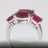 6ct Cushion Cut Ruby Three Stone Engagement Ring