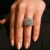 6.35ct Square Cluster Composite Diamond Bridal Set 