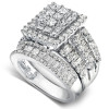 6.35ct Square Cluster Composite Diamond Bridal Set 
