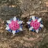 8ctw Ruby and Sapphire Cluster Stud Earrings