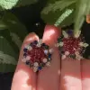 8ctw Ruby and Sapphire Cluster Stud Earrings