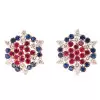 8ctw Ruby and Sapphire Cluster Stud Earrings