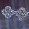 7ctw Round Cut Clustered Classic Clover Stud Earrings