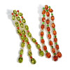 Peridot and Orange Sapphire Fringe Chandelier Earrings