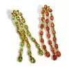 Peridot and Orange Sapphire Fringe Chandelier Earrings