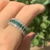 6.25ct Triple Row Oval Cut Green Sapphire Wedding Eternity Band