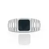 Handmade Black Lab-created Gemstone Sterling Silver Men's Ring