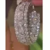 18ctw Cushion and Round Cut White Sapphire Hoop Earrings