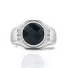 Handmade Black Round Cut  Lab-created Gemstone Sterling Silver Men's Ring