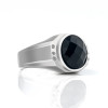 Handmade Black Round Cut  Lab-created Gemstone Sterling Silver Men's Ring