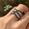 4ctw White Black Criss Cross Wedding Band