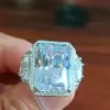 6ct Radiant Cut White Sapphire Engagement Ring